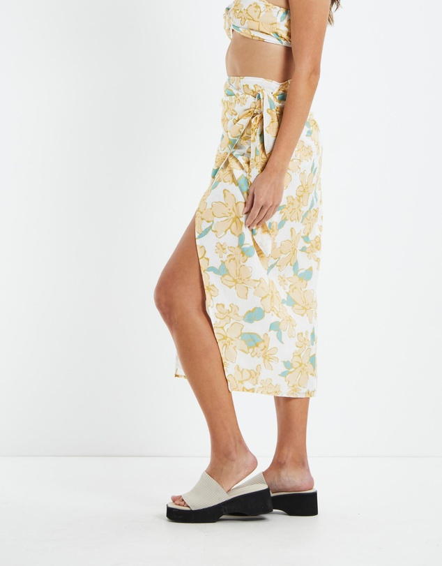 Subtitled - Amalfi Floral Sarong Wrap Midi Skirt