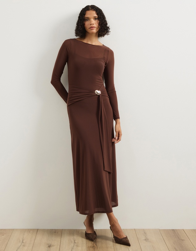 Atmos&Here - Dani Long Sleeve Mesh Midi Dress