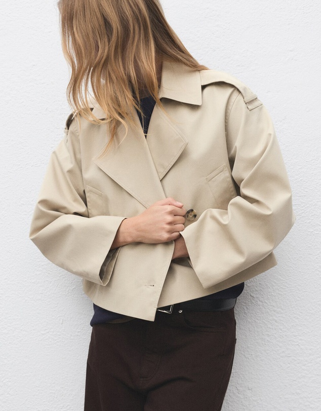 M.N.G - Double-Breasted Cropped Trench Coat