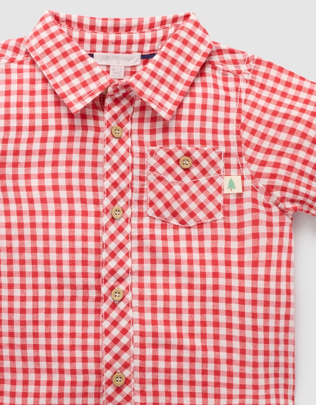 Purebaby - Christmas Linen Blend Shirt -Kids-Babies