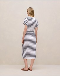 Trenery - Cotton Stripe Wrap Detail T-shirt Dress in Night Sky
