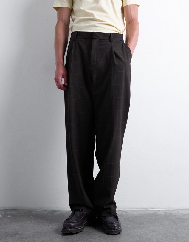 Topman - Wide Leg Check Smart Trousers