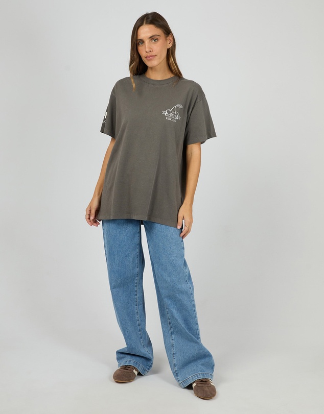 All About Eve - Cherry Pie Relaxed Tee Charcoal