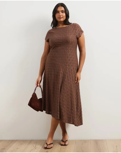 Atmos&Here Curvy - Bridget Stretch Geo Lace Midi Dress