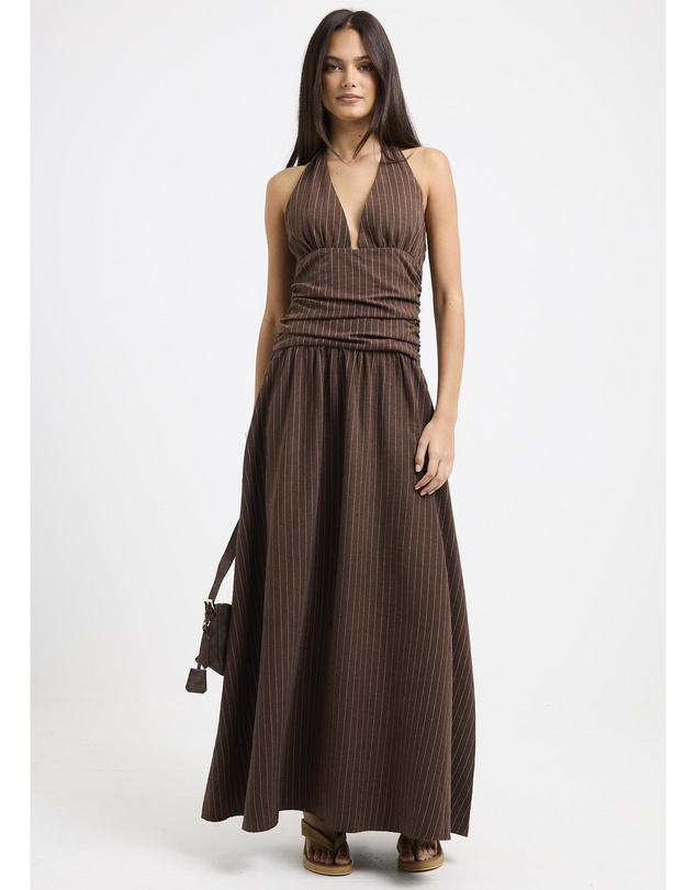 Subtitled - Alex Plunge Striped Maxi Dress