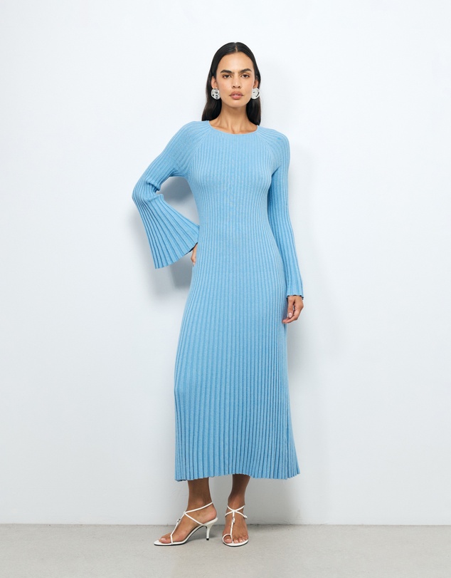 AERE - Indi Accordian Pleated Organic Knit Dress