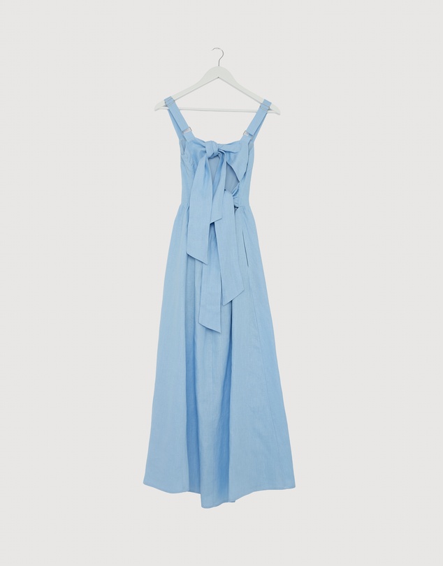 Revibe - Repaired AERE Raina Tie Back Linen Midi Dress - AU 6