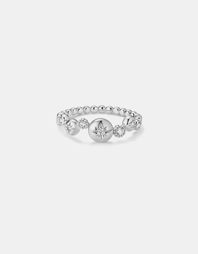 Ania Haie - Ania Haie Silver Starburst Zig-Zag Beaded Ring