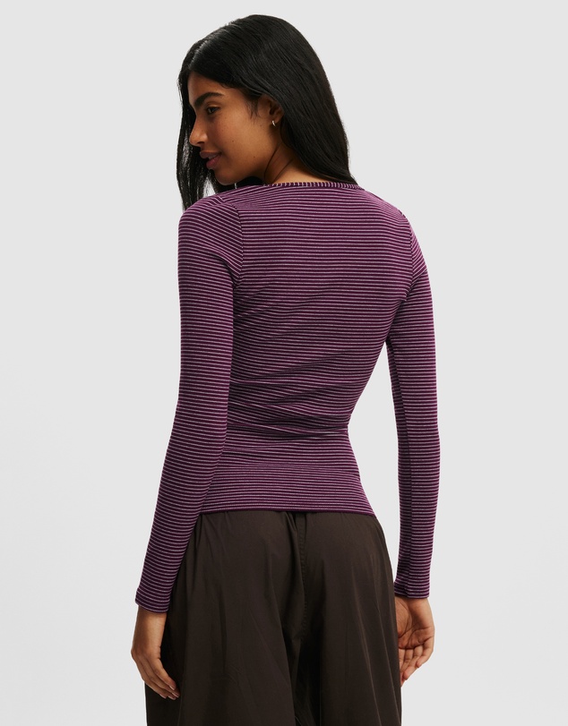 Cotton On - Scoop Neck Rib Long Sleeve Top