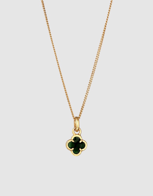 Elli Jewelry - Necklace Cloverleaf Enamel Green 925 Sterling Silver Gold Plated