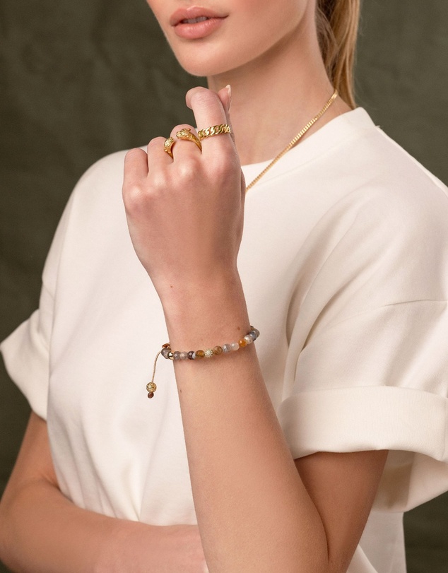 Nialaya Jewellery - Women's Beaded Bracelet with Botswana Agate