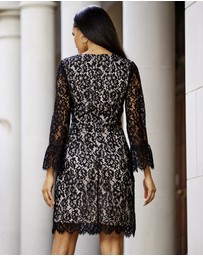 Sosandar - Luxe Lace Fluted Sleeve Shift Dress