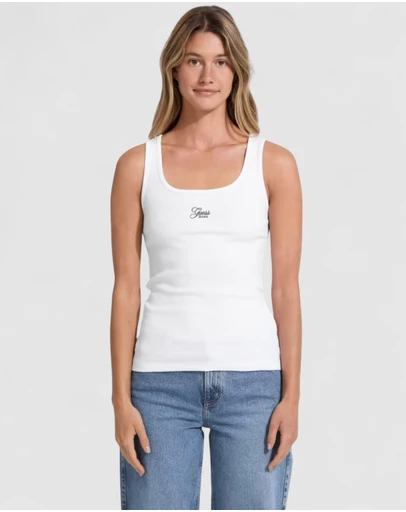 GUESS Jeans - GUESS JEANS Slim Rib Embroidered Tank Top