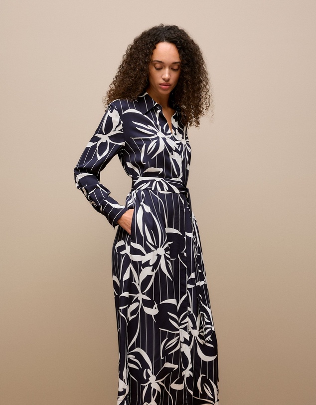 Trenery - Floral Stripe Twill Shirt Dress in Night Sky