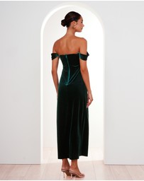 Pilgrim - Olive Off Shoulder Velvet Gown