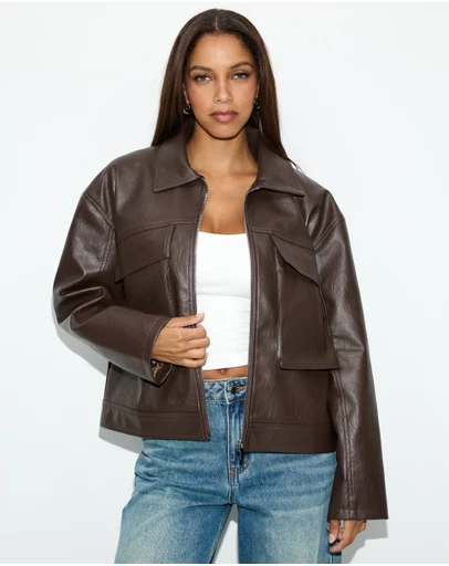 Dazie - Amaya Leather Look Jacket