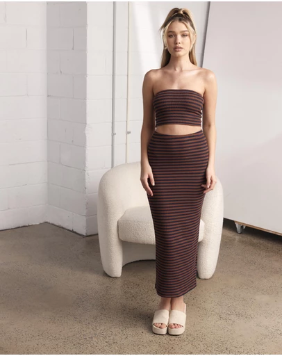 Dazie - Siren Stripes Midi Skirt
