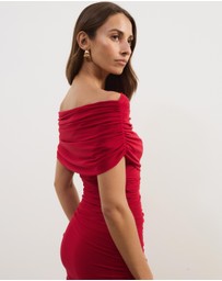 Atmos&Here - Bonnie Off Shoulder Mesh Maxi Dress