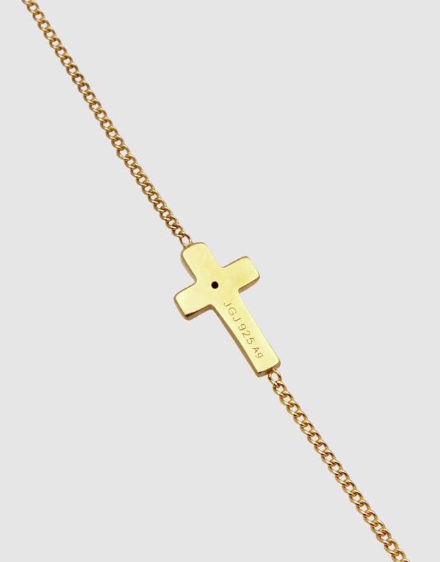Elli Jewelry - Necklace Cross Crystal Pendant 925 Sterling Silver Gold-Plated