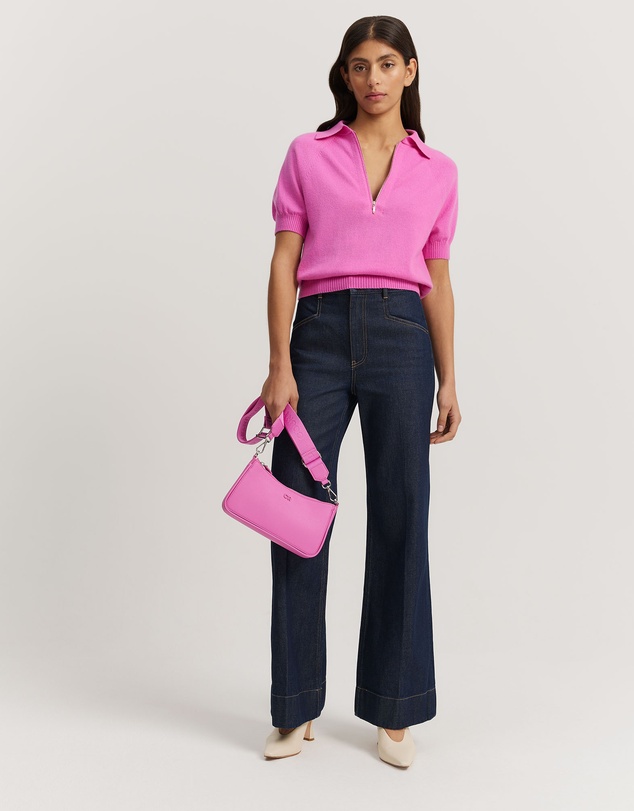 Country Road - Gcs-certified Cashmere Blend Zip-through Knit Polo