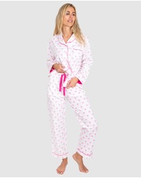 Sant And Abel - Women's Pink Palm Tree Long Sleeve Pajama Set