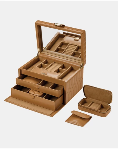 Wolf - WOLF Lauren Medium jewellery Box Caramel