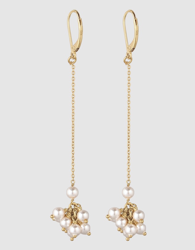 Elli Jewelry - Pearl Cluster Drop Earrings in Gold-Plated 925 Silver
