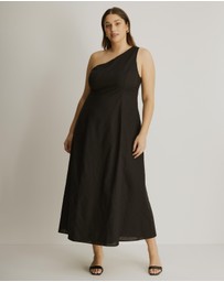 Atmos&Here Curvy - Oralie One Shoulder Linen Blend Midi Dress