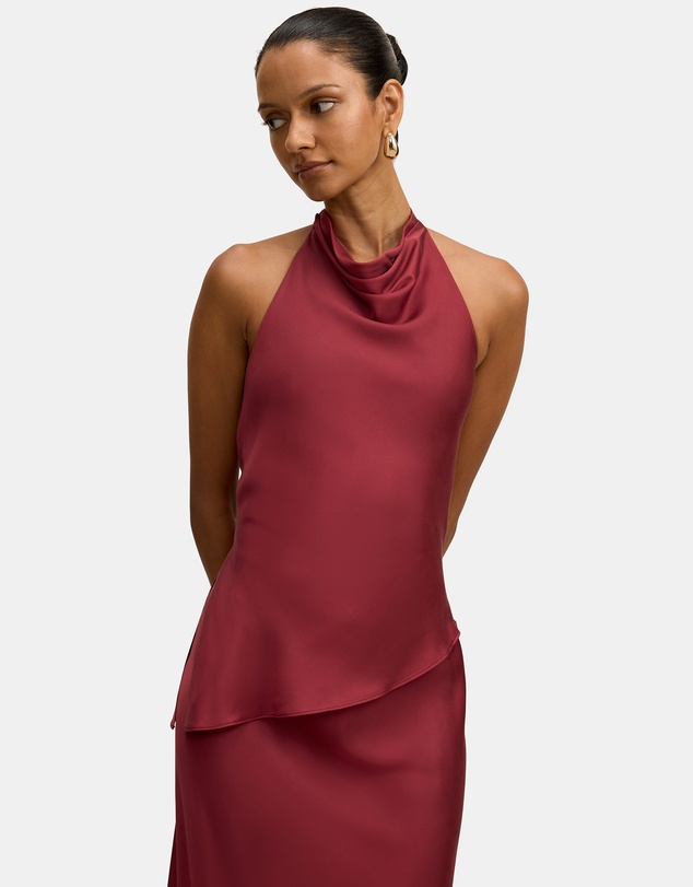 Forever New Petite - Skyler Petite Halter Neck Satin Top