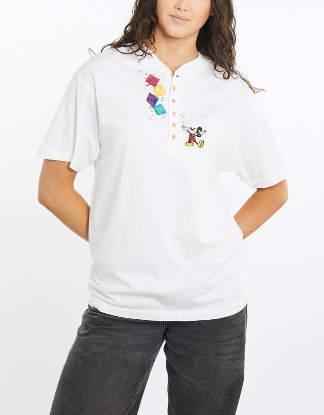 Vintage by The Real Deal - Pre Loved - Vintage 90s Mickey Mouse Walt Disney World Henley Tee