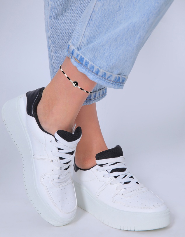Elli Jewelry - Yin Yang Bead Anklet in 925 Silver