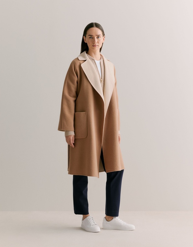 Trenery - Merino Double Knit Zip Bomber Cardigan in Oatmeal Marle