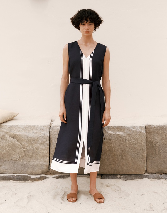 Trenery - Linen Blend Border Print Dress in Night Sky