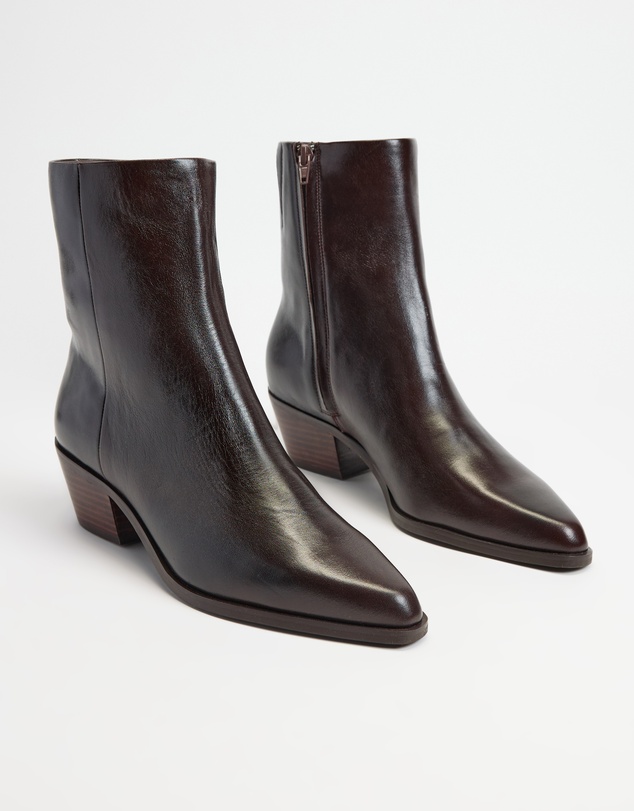 AERE - Smooth Leather Cowboy Ankle Boots