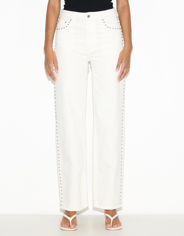 Dazie - Nights Out Studded Mid Rise Straight Leg Jeans