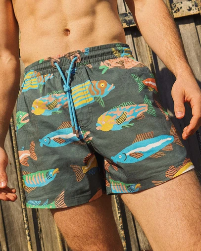 Skwosh - Here Fishy Fishy Men's Rad Shorts in Charcoal