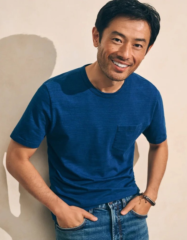 Faherty - Ss Indigo Organic Cotton Pocket Tee