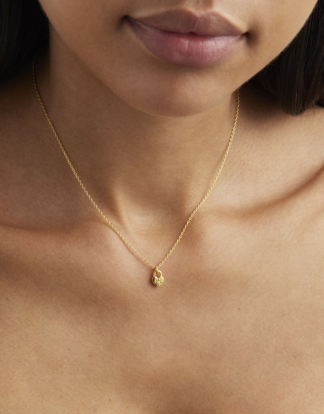 By Charlotte - Crystal Lotus Heart Padlock Necklace