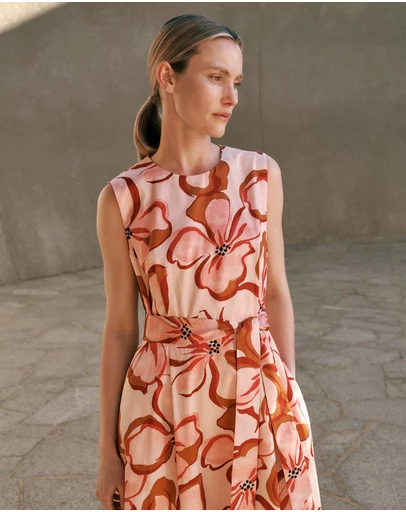 Trenery - Peony Sateen Sleeveless Dress in Soft Pink