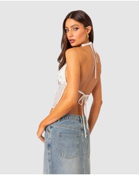 EDIKTED - Embroidered Open Back Top