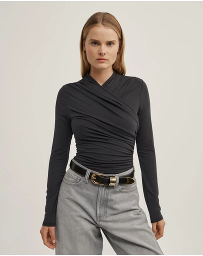 Witchery - Wrap Long Sleeve Jersey Top