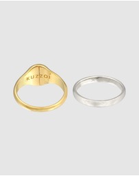Kuzzoi - ICONIC EXCLUSIVE - Ring Men Set Signet Ring Modern in 925 Sterling Silver Bicolor