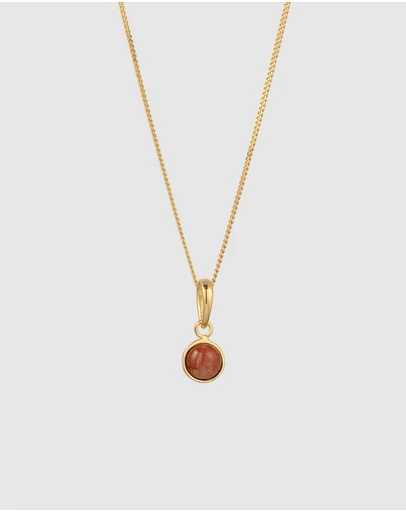 Elli Jewelry - Necklace Women Sunstone Orange 925 Sterling Silver Gold Plated