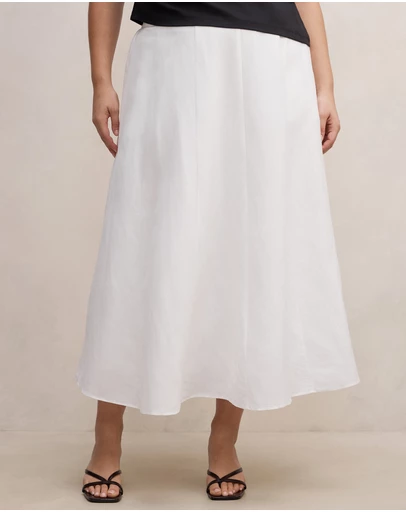 Forever New Curve - Georgina Curve Linen Blend Midi Skirt