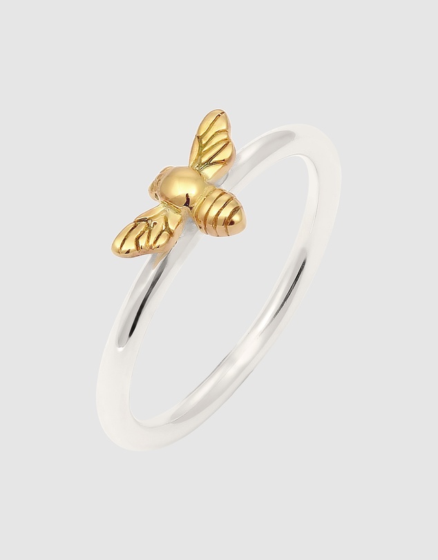 Elli Jewelry - Bee Band Ring in Gold-Plated 925 Silver