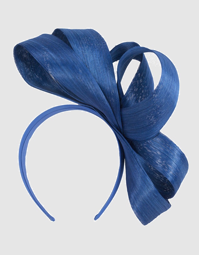 Fillies Collection - Royal Blue Silk Abaca Loops Racing Fascinator