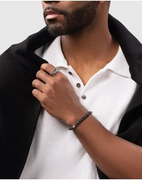 Nialaya Jewellery - 6mm Lava Stone Bracelet with Silver Balls