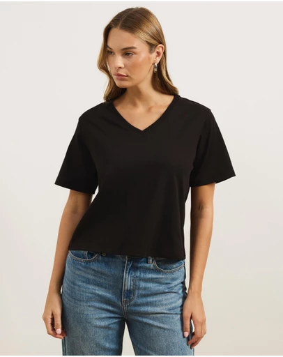 Atmos&Here - Cotton V-Neck T-Shirt