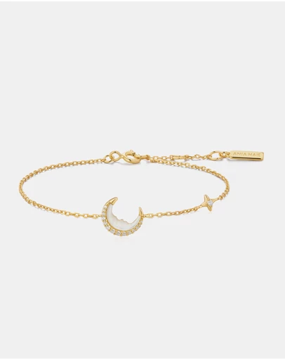 Ania Haie - Gold Mother-of-Pearl Crescent Moon Bracelet