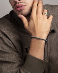 Nialaya Jewellery - Wristband with Blue Lapis Japanese Miyuki Beads